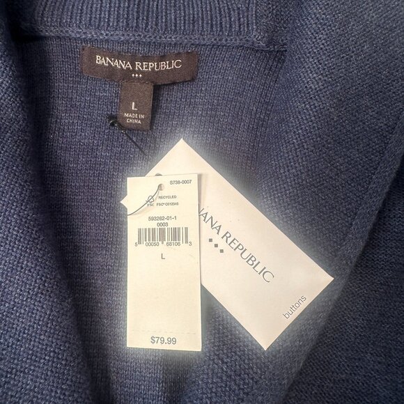 Banana Republic Cardigan Mens Shawl Collar Sweater Button Up Cotton Jacket - Picture 6 of 16